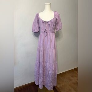 Billabong Lilac Lover Dress Puff Sleeve Maxi Dress 100% cotton Coquette